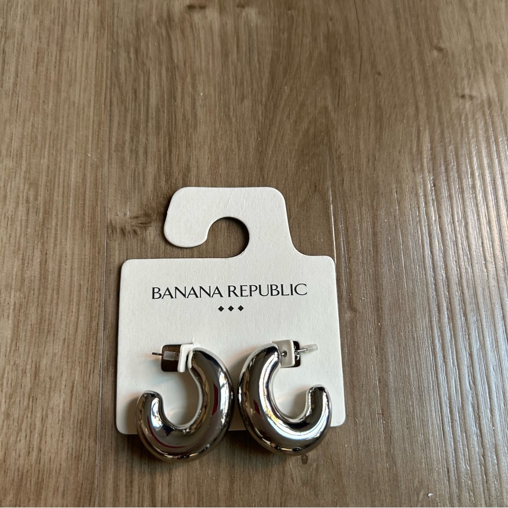 Banana Republic Shiny Silver Edgy Futuristic Party Club  Earrings